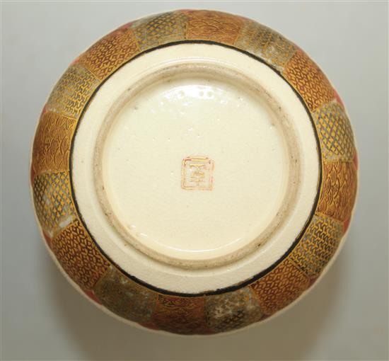 A Japanese Satsuma pottery oviform vase, Meiji period, 9cm.